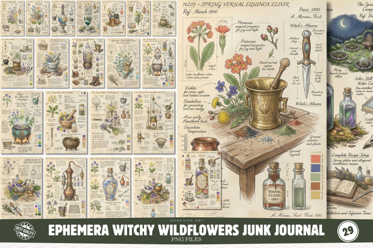 Ephemera Witchy Wildflowers Junk Journal Pages