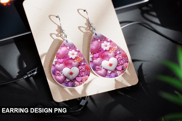 Valentines Day Teardrop Sublimation- Valentines Day Earring