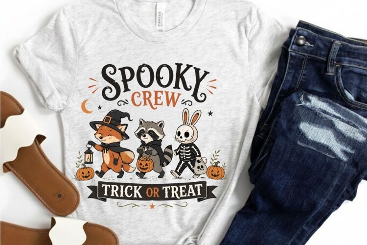 Spooky Crew Trick Or Treat PNG Sublimation Design - Cute example image 1