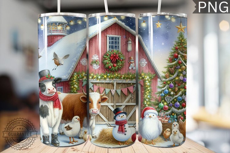 Farm Animals Tumbler Wrap - Christmas Tumbler Design