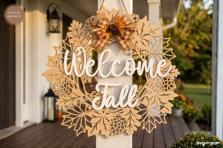 Welcome Fall Door Sign Laser Cut | Wreath Sign | SVG