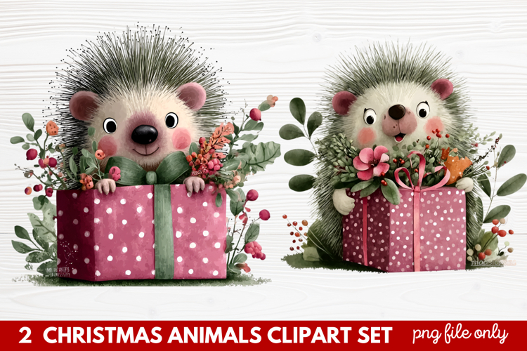 Christmas Animals Clipart Set | Cute Festive Wildlife PNG