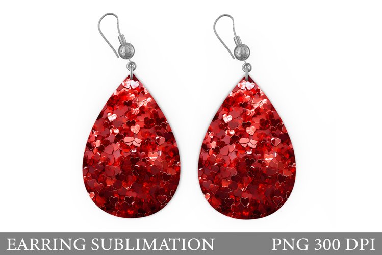 Hearts Earring Sublimation. Glitter Earring Design