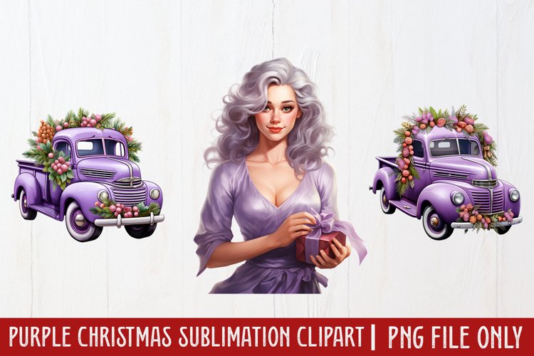 Purple Christmas Sublimation clipart example image 1