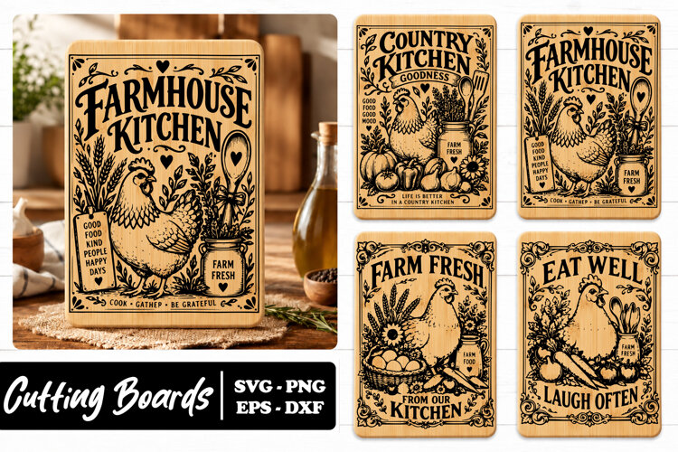 Farmhouse Chicken Kitchen Decor SVG PNG example image 1