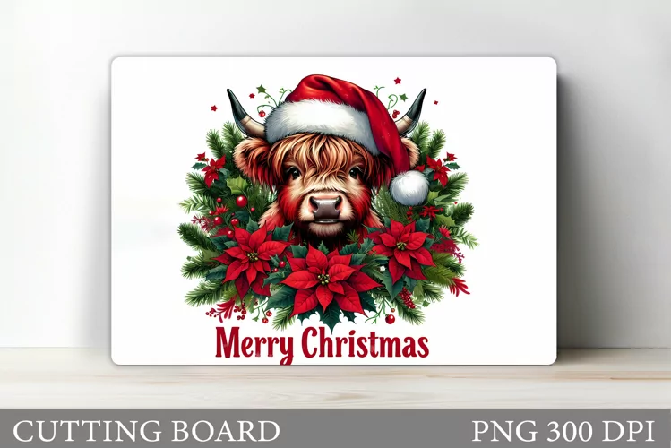 Christmas Cow Cutting Board. Christmas Cutting Board