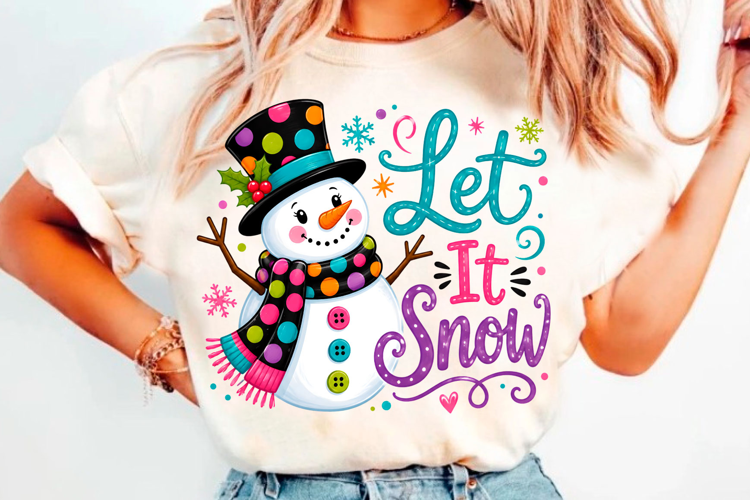 Colorful Let It Snow Snowman PNG