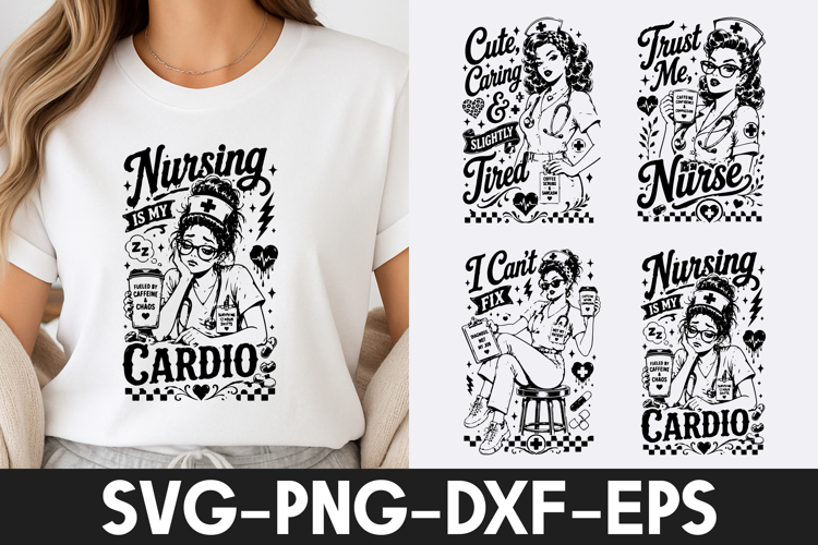 Nursing Cardio Cute Caring Nurse SVG PNG