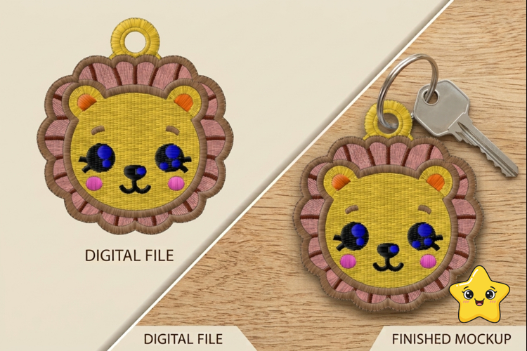 Lion Keychain Embroidery Design