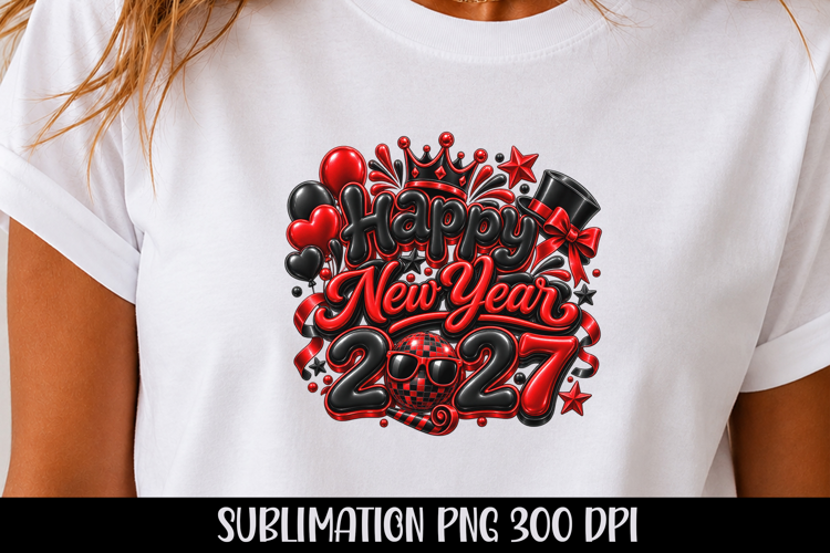 Happy New Year 2027 Party Sublimation PNG, tshirt png