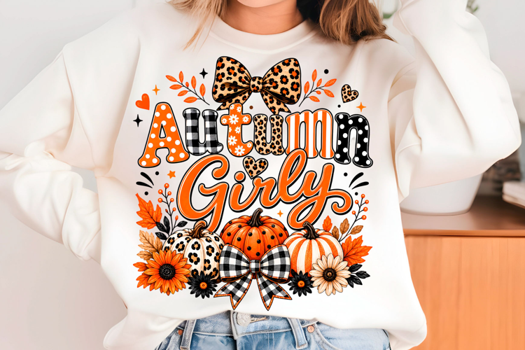 Autumn Girly Pumpkin Bow PNG
