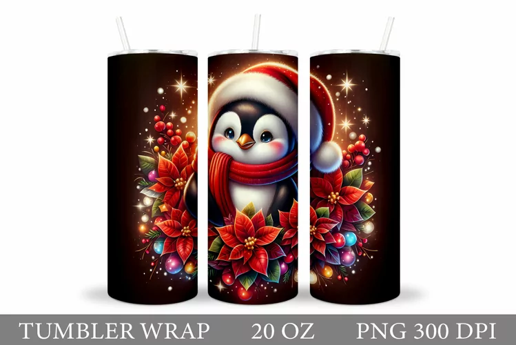 Christmas Penguin Tumbler. Christmas Tumbler Sublimation