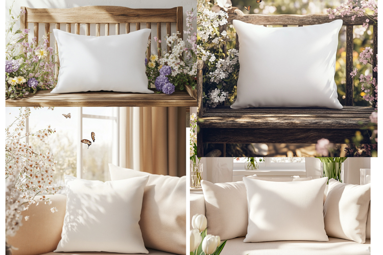 Pillow Mocku |Spring Pillow Mockup | Floral Cushion Mockup