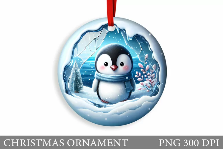 Cute Penguin Sublimation. Cute Penguin Christmas Ornament