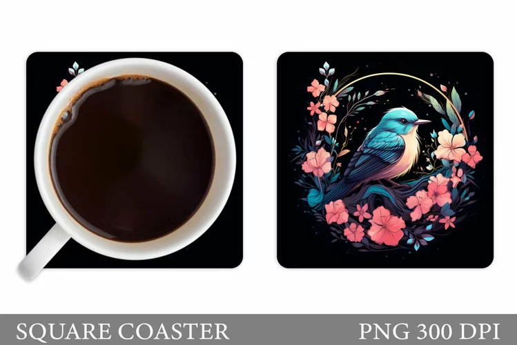 Bird Square Coaster Design. Bird Coaster Sublimation