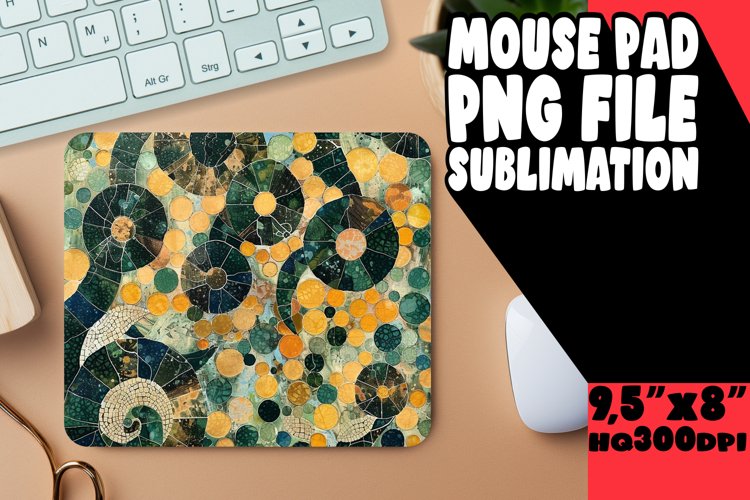 Glitter Mosaic Flower Mouse Pad PNG Design