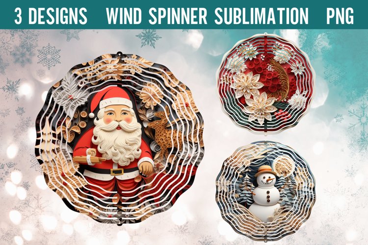 3D Christmas Wind Spinner Sublimation PNG