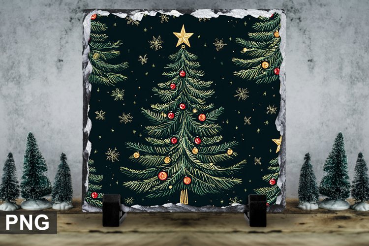 Christmas Tree Square Sublimation Slate Design