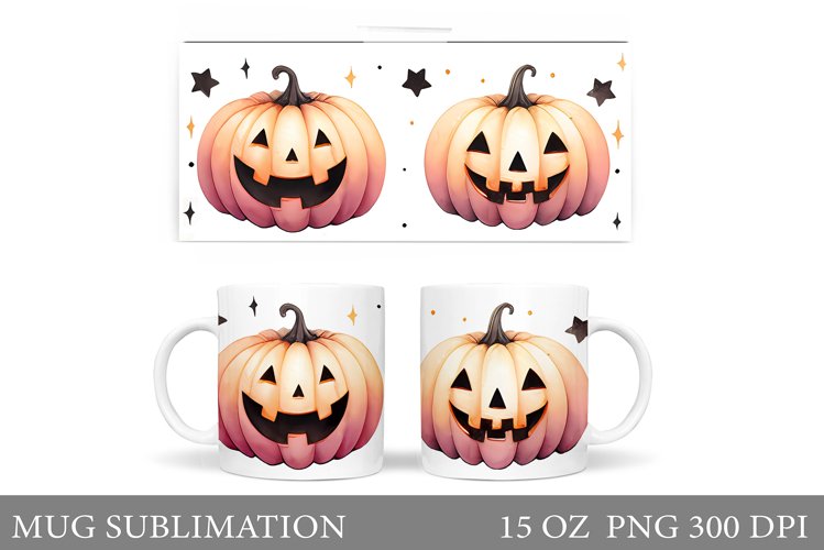 Cute Pumpkin Mug Wrap. Halloween Mug Wrap Sublimation