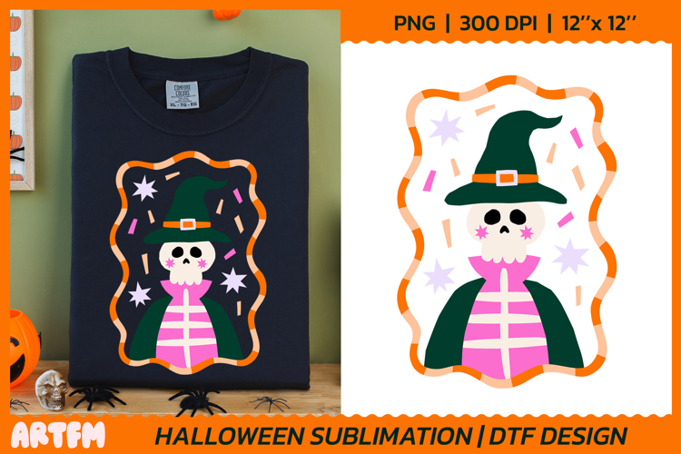 Skeleton Sublimation | Whimsical Halloween DTF Print