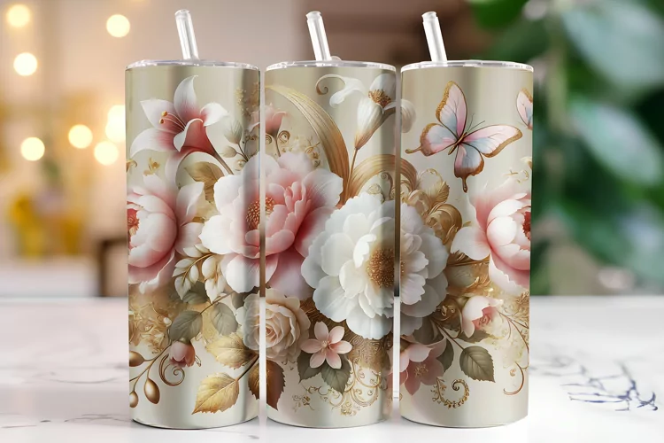Flowers Tumbler Wrap | Sublimation