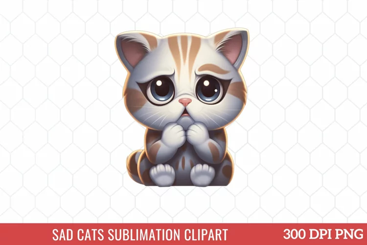 Sad Cats Sublimation Clipart
