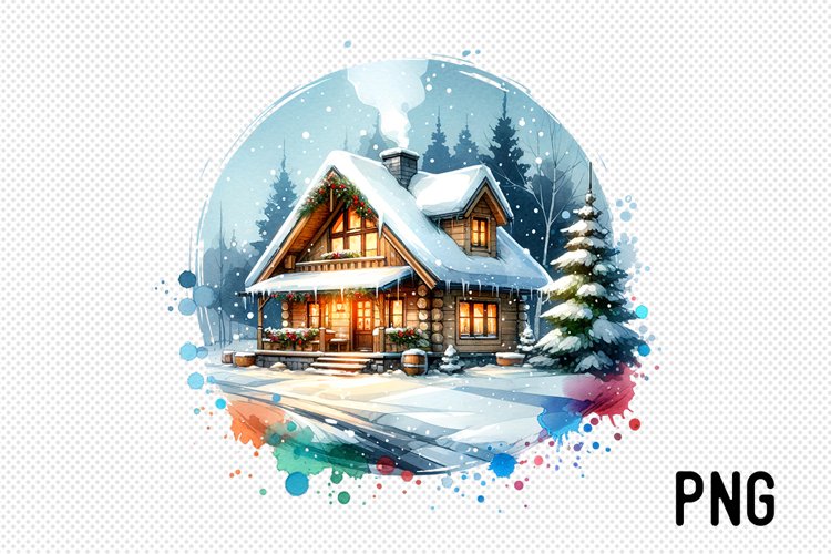 Cozy Cottage Sublimation - Cozy Cottage landscape Clipart example image 1