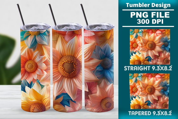 3D floral tumbler wrap design