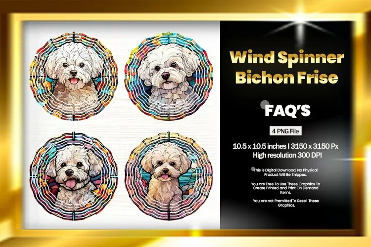 Bichon Frise Wind Spinner Sublimation - 04 Variations