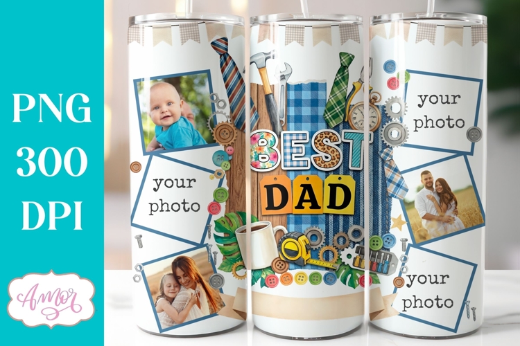 Best Dad Photo tumbler wrap PNG, Fathers Day tumbler PNG