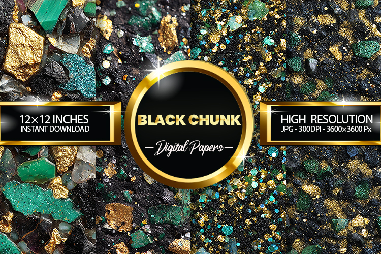 Black Emerald Glitter Digital Papers - 04 Variations