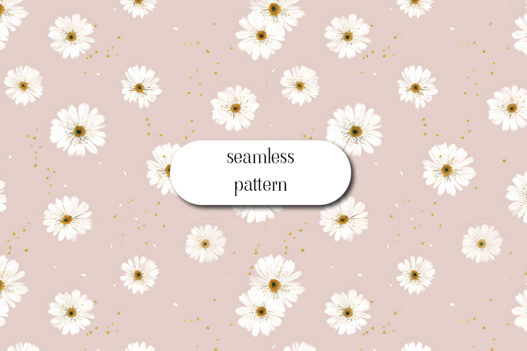 White Daisy Floral Seamless Pattern on Blush Pink example image 1