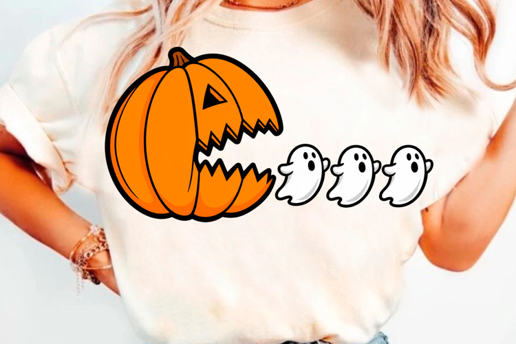 Cute Halloween Pumpkin Ghost T-Shirt Design