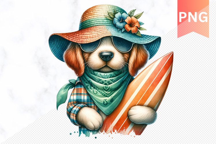 Summer Dog Sublimation - Clipart PNG Design