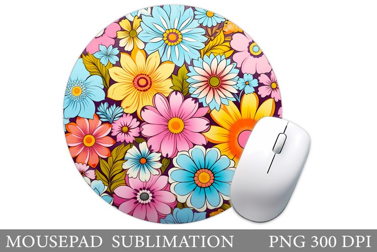 Flowers Mouse Pad Design. Flowers Round Mouse Pad example image 1