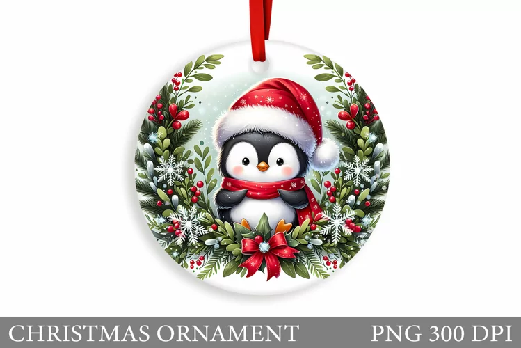 Cute Penguin Christmas Ornament. Cute Penguin Sublimation