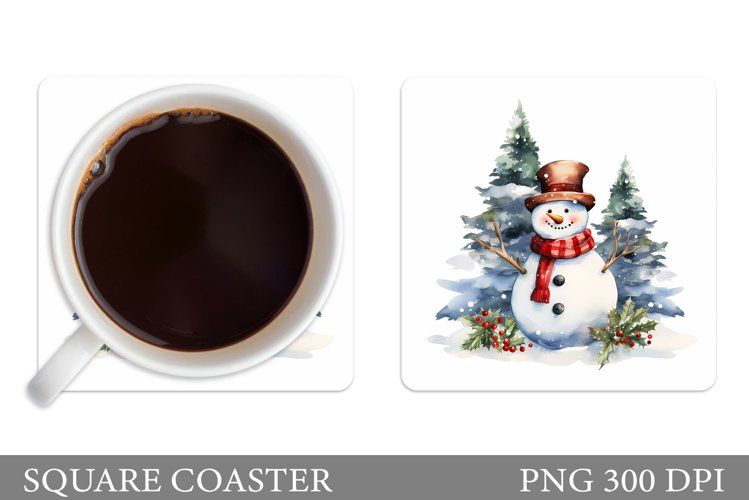 Snowman Square Coaster. Snowman Coaster Sublimation