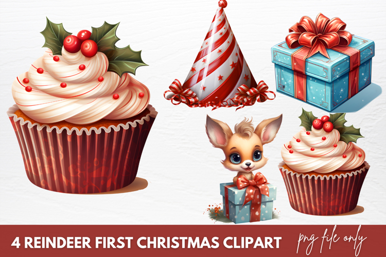 Reindeer First Christmas Clipart Sublimation