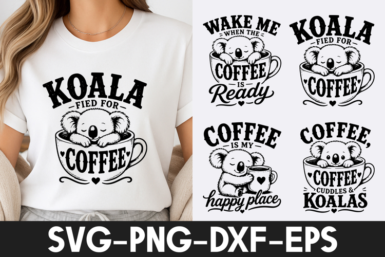 Koala Coffee Lover Cute Design SVG PNG