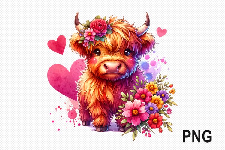 Cow And Flowers Sublimation - Cow Flowers Clipart PNG Design