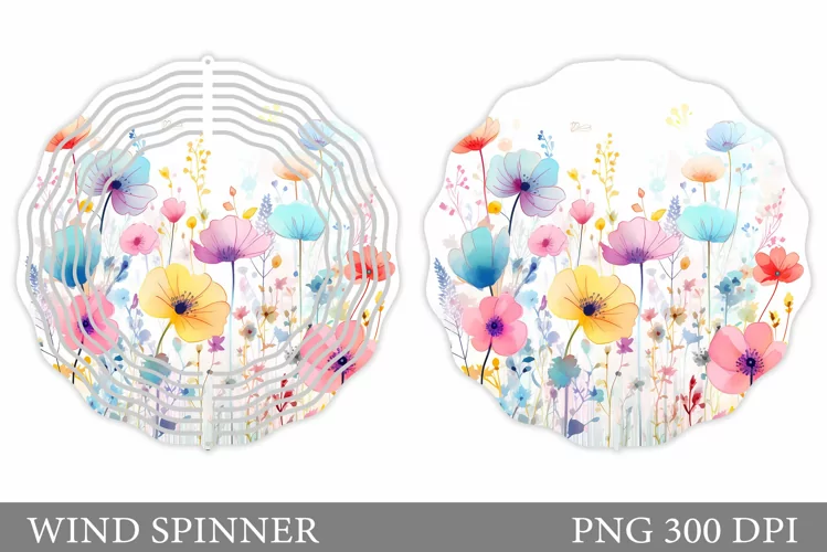 Floral Wind Spinner Sublimation. Flowers Wind Spinner Design
