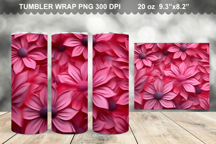 Pink 3D Flowers Tumbler Wrap Design