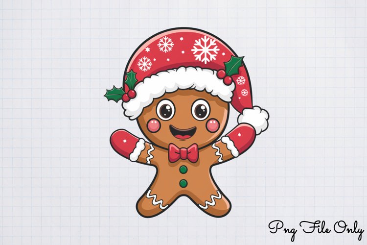 Watercolor Christmas Gingerbread Man Clipart PNG