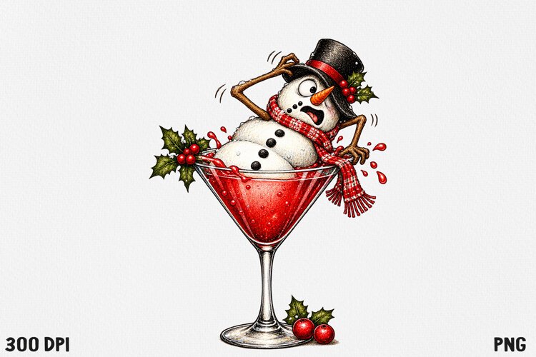 Funny Christmas Cocktail Clipart example image 1