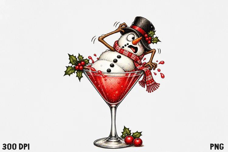 Funny Christmas Cocktail Clipart