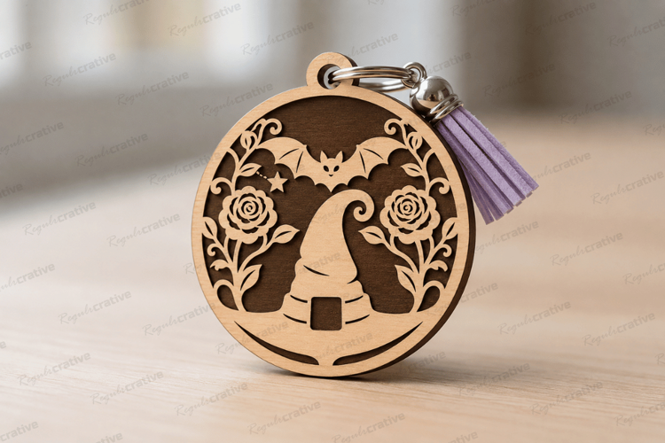 Ghost Mushroom Round Keychain Laser Cut SVG File ghost mushr