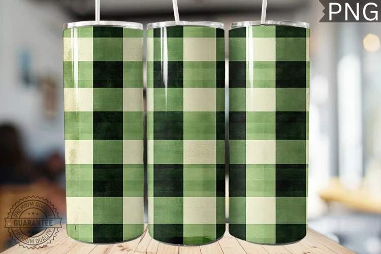 Green Plaid Tumbler Wrap - High Quality 300 Dpi