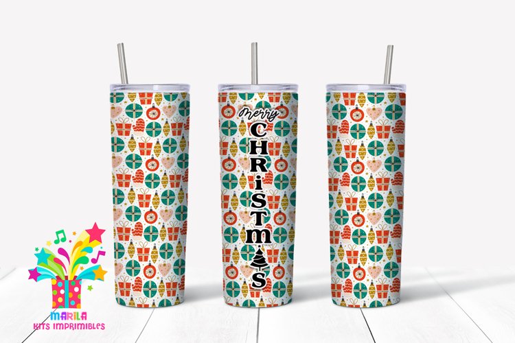 Merry Christmas Skinny tumbler Sublimation #9 example image 1