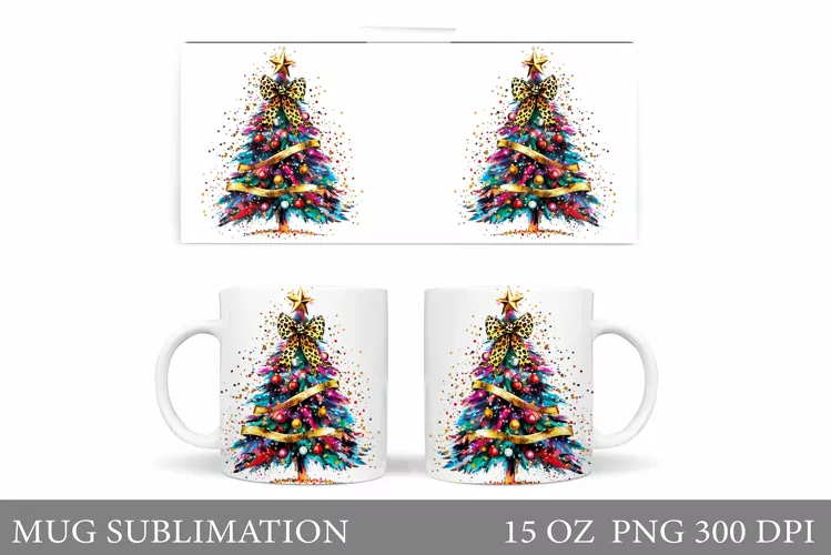 Christmas Tree Mug Sublimation. Christmas Tree Mug Design