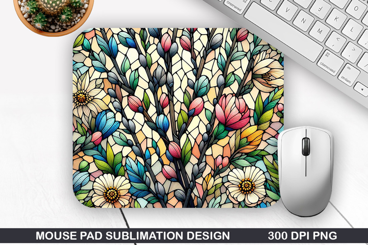 Mouse Pad Sublimation, Spring Flowers Mouse Pad PNG Design